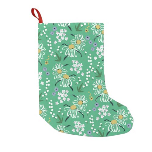 Retro Flowers Botanical Seamless Pattern Small Christmas Stocking