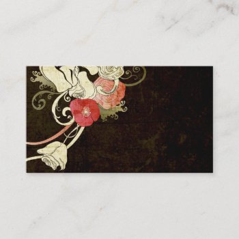 Retro Flowers Business Card by coconutpie at Zazzle