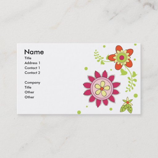 Customizable Retro Flowers Business Card