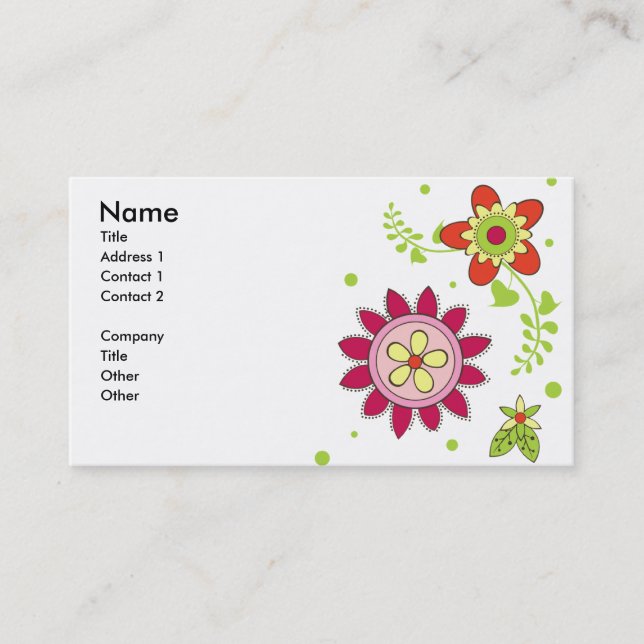Retro Flowers Business Card (Front)