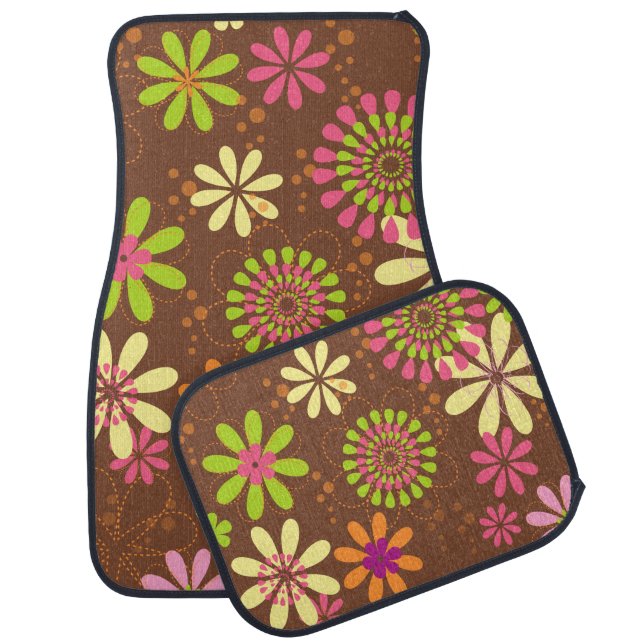 Retro Flowers Car Mats Full Set (set of 4) (Set)