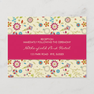 Retro Flowers · Cerise · Reception Invitation