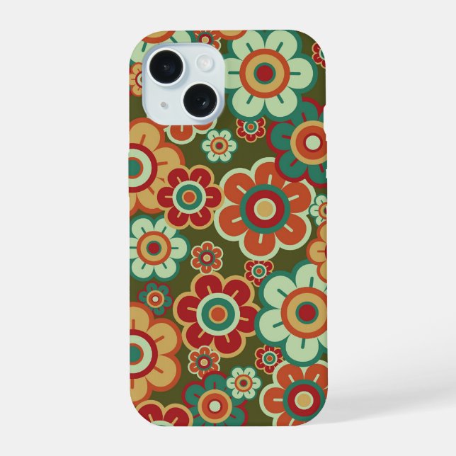 Retro Flowers Cute Daisies Blossoms Pattern Fun Iphone Case (Back)