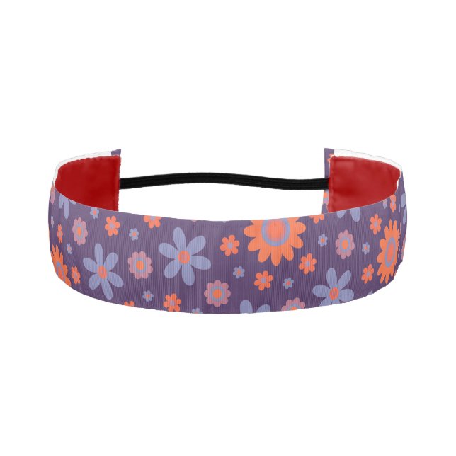    Retro Flowers Cute Fun 70s Hippie Daisy Pattern Athletic Headband (Front)