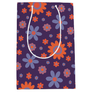 Retro Flowers Cute Fun 70s Hippie Daisy Pattern Medium Gift Bag