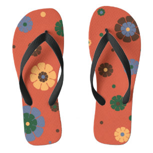 Retro Flowers Flip Flops