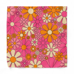 Retro Flowers Groovy 60s 70s Floral Pattern Bandana