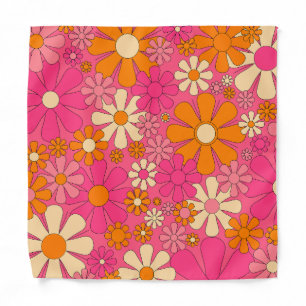  Retro Flowers Groovy 60s 70s Floral Pattern Bandana