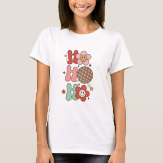 Retro Flowers Ho Ho Ho Holiday T-Shirt