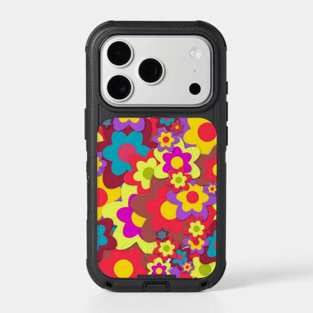 RETRO FLOWERS IPHONE OTTER BOX CASE  (Back)