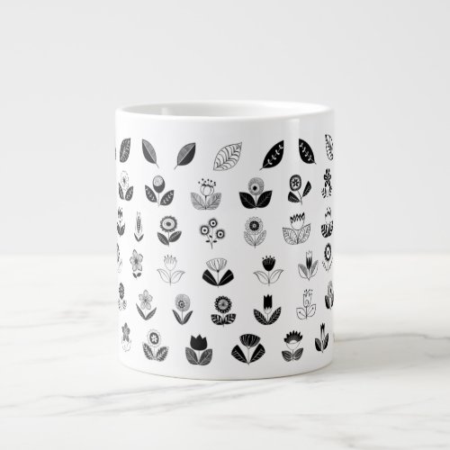 retro_flowers_leaf_flower_vintage giant coffee mug