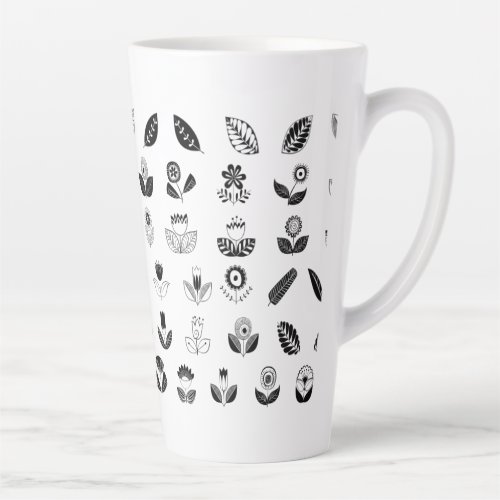 retro_flowers_leaf_flower_vintage latte mug