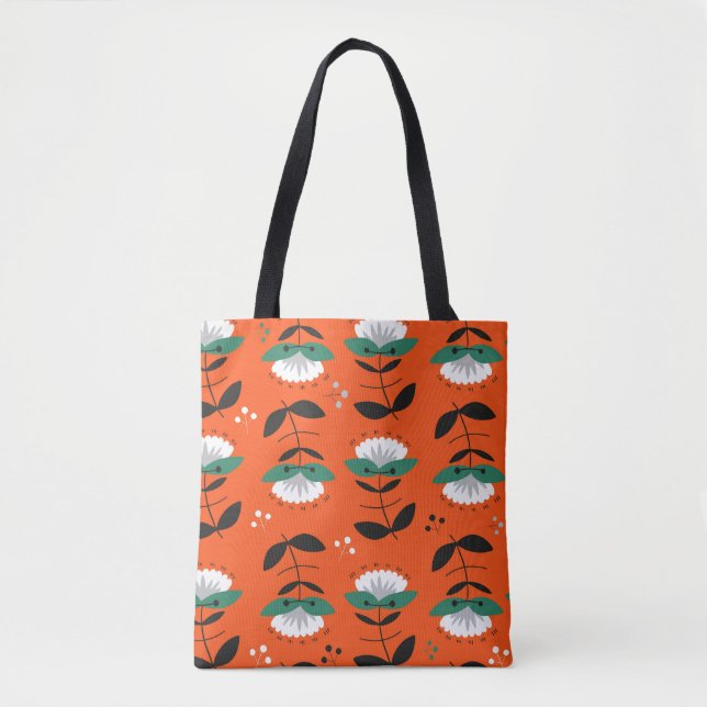 Retro flowers, leaves: seamless pattern. tote bag (Front)