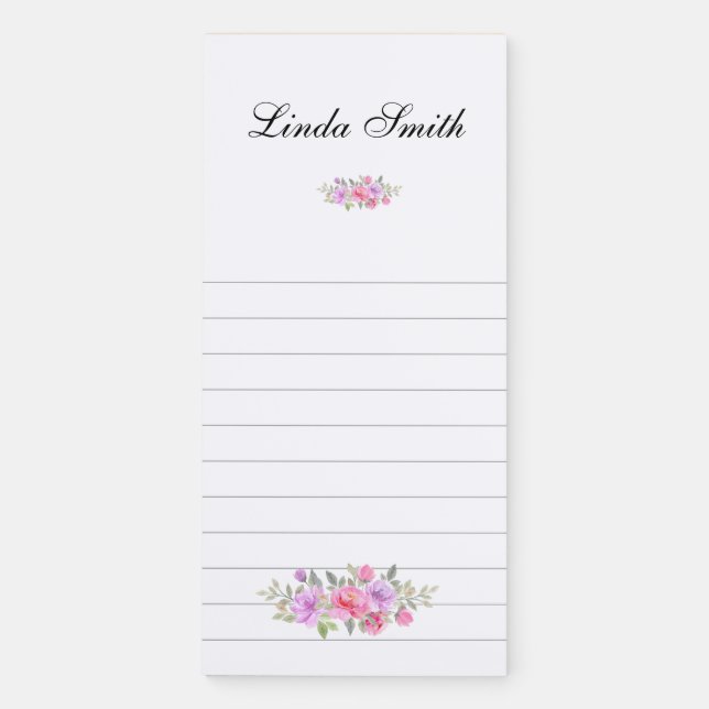 Retro Flowers  Magnetic Notepad (Front)