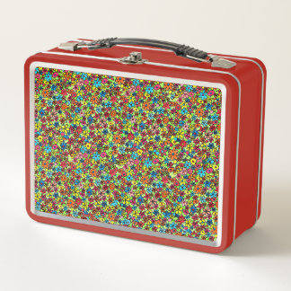 Retro flowers metal lunch box