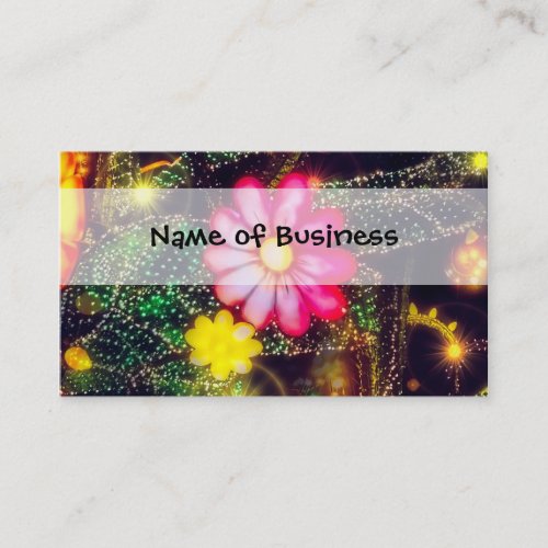 Retro Flowers Neon Lights Business Card