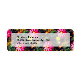 Retro Flowers Neon Lights Label