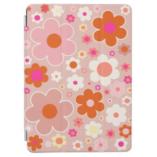 Retro Flowers Peach Blush Pink Orange Floral iPad Air Cover
