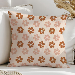 Retro Flowers Pillow Brown Terracotta Style