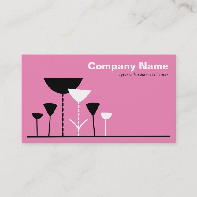 Retro Flowers - Pink Business Card (Front)