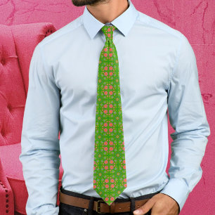 Retro Flowers Pink Yellow Blue Orange Butterflies Neck Tie