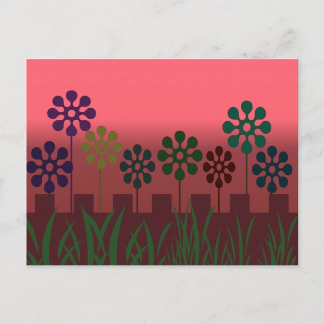 Retro Flowers Postcard (Front)