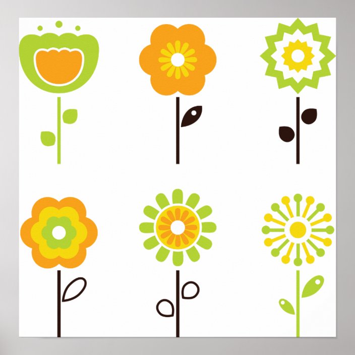 Retro Flowers Poster | Zazzle.com