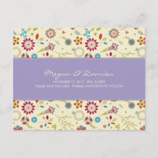 Retro Flowers · Purple · Save the Date Card