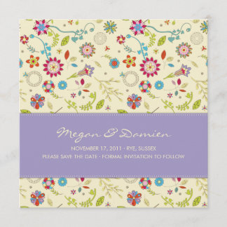 Retro Flowers · Purple · Save the Date Card