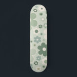 Retro Flowers Sage Green Abstract Floral Skateboard<br><div class="desc">Retro flowers: floral art – sage green flower pattern.</div>