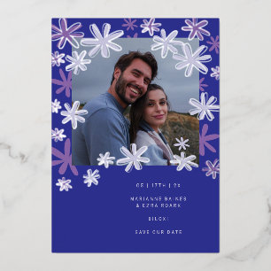RETRO FLOWERS SAVE THE DATE FOIL INVITATION