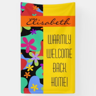 Retro Flowers seamless pattern colored Banner