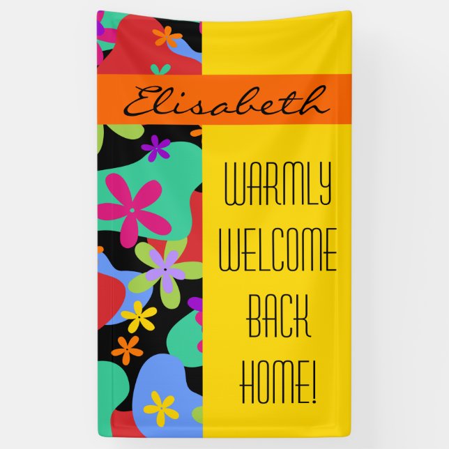 Retro Flowers seamless pattern colored Banner (Vertical)