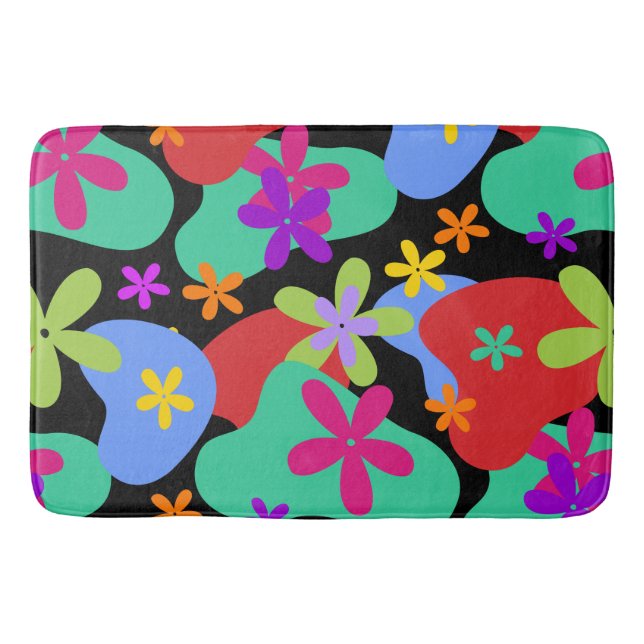 Retro Flowers seamless pattern colored Bathroom Mat (Front)