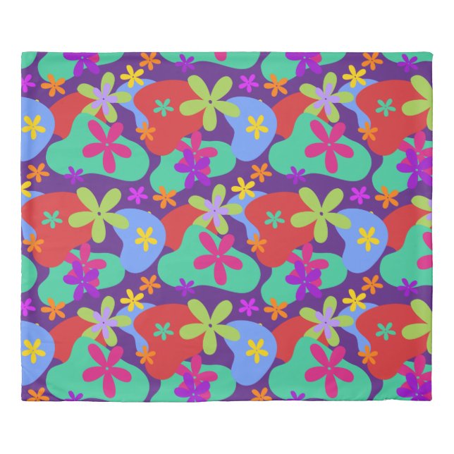 Retro Flowers seamless pattern colored Duvet Cover (Front)