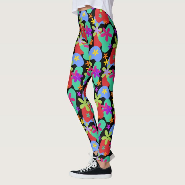 Retro Flowers seamless pattern colored Leggings (Left)
