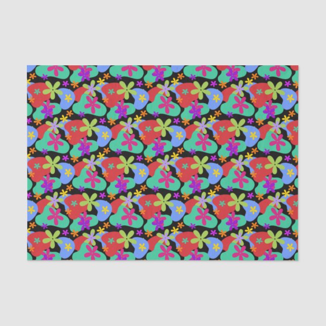 Retro Flowers seamless pattern colored Tissue Paper (Front)