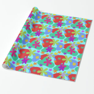 Retro Flowers seamless pattern colored Wrapping Paper