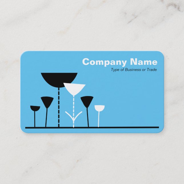 Retro Flowers - Sky Blue Business Card (Front)