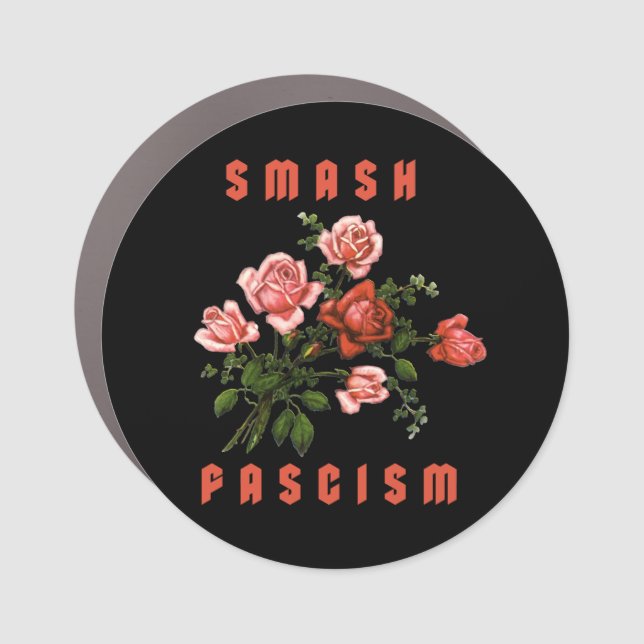 Retro Flowers - Smash Fascism Car Magnet (Front)