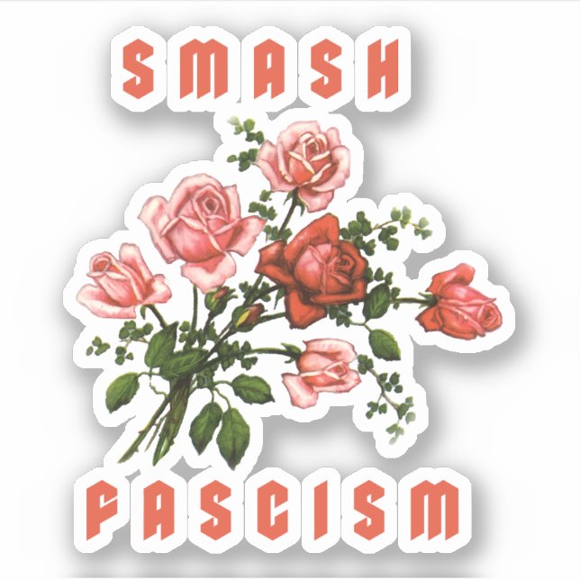 Retro Flowers - Smash Fascism Sticker (Front)