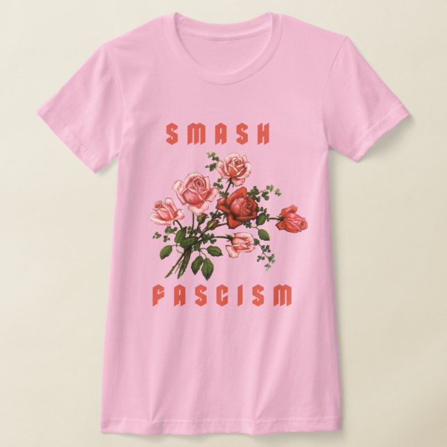 Retro Flowers - Smash Fascism T-Shirt (Laydown)