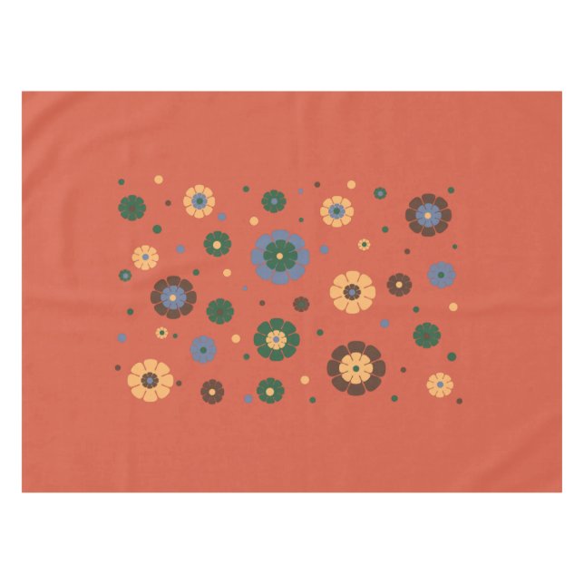 Retro Flowers Tablecloth (Front (Horizontal))