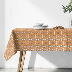 Retro Flowers Tablecloth Brown Terracotta Style