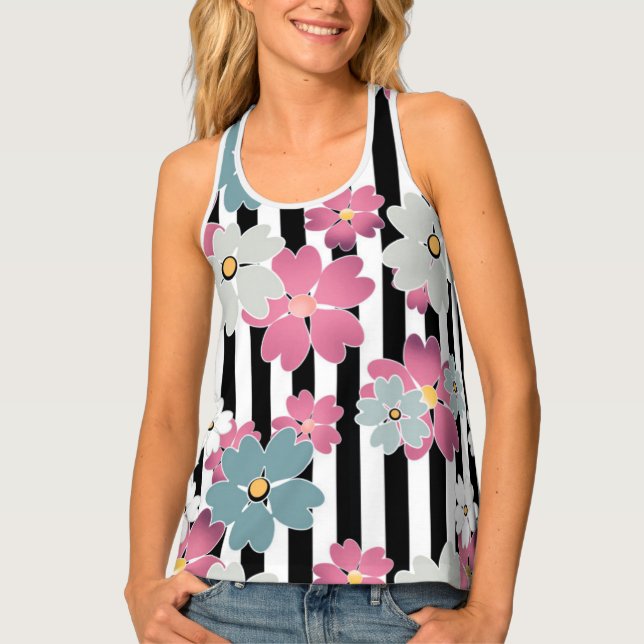 Retro, flowers tank top (Front)