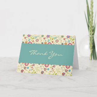 Retro Flowers · Teal · Thank You Card