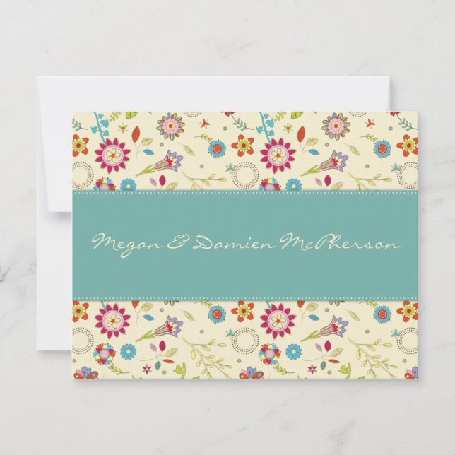 Retro Flowers · Teal · Thank You Card (Front)
