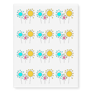 Retro Flowers Temporary Tattoos