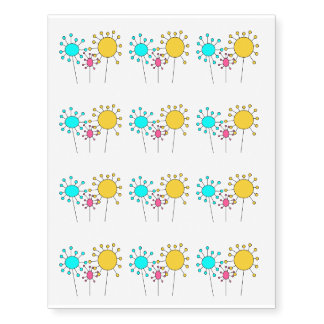 Retro Flowers Temporary Tattoos