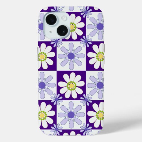 Retro flowers  Tiles iPhone 15 Case